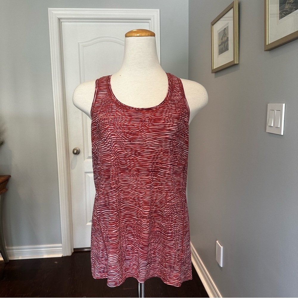 ATHLETA Rust Coral Racerback Printed Tank Top